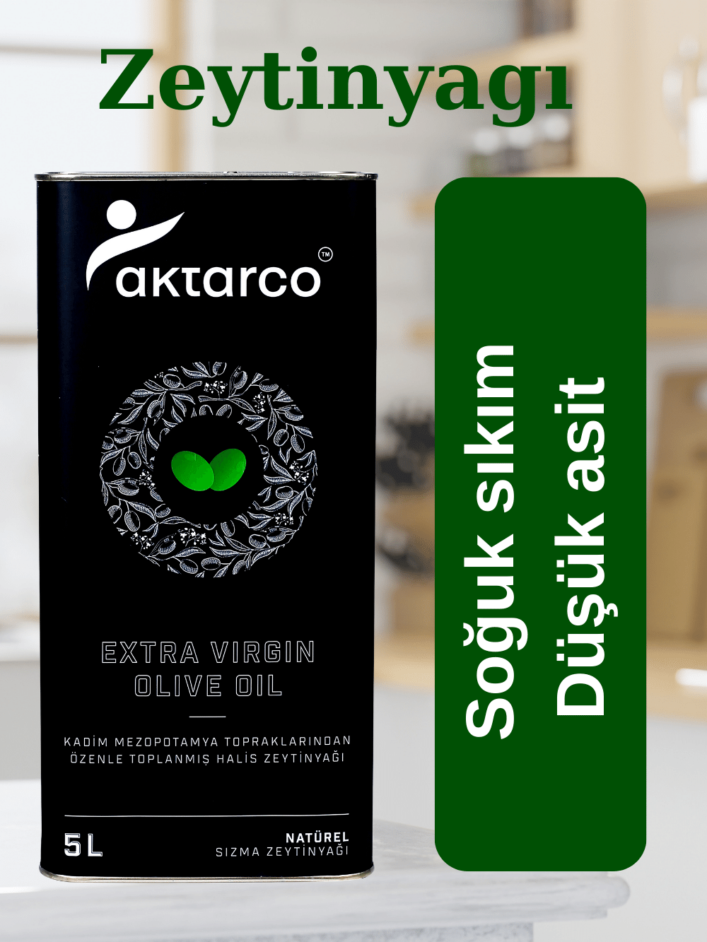 Aktarco Zeytinyağı 5 LT | Soğuk Sıkım Zeytinyağı